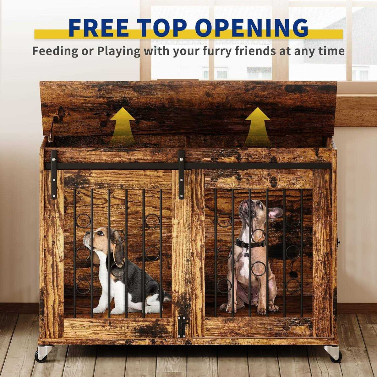 39'' Movable Dog Crate with Wheels A36307