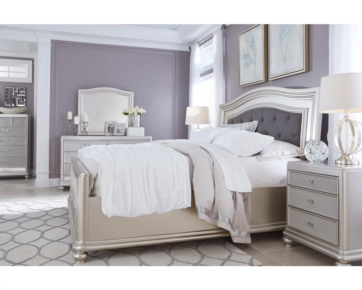 Silver 3 Drawer Nightstand A645