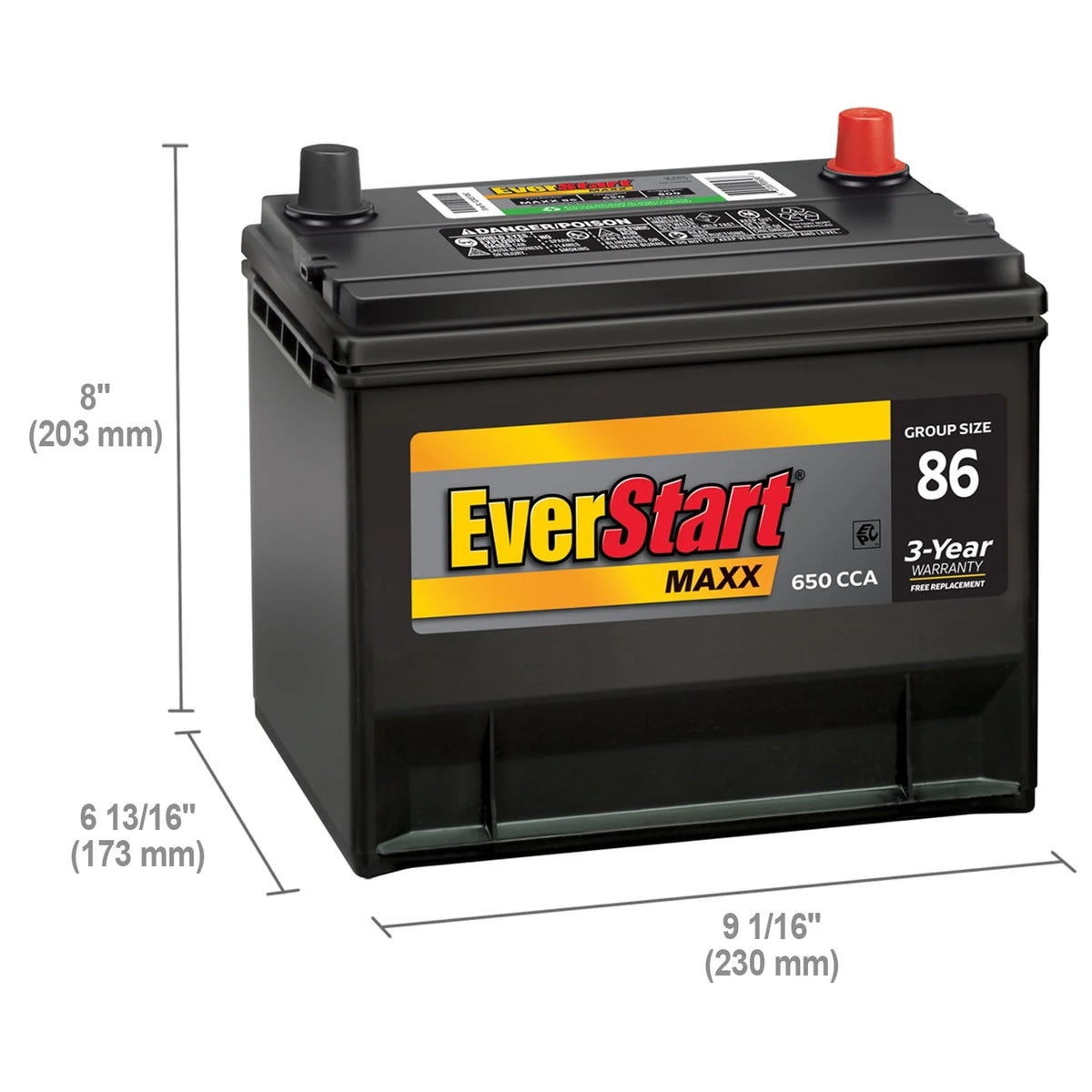 Group Size 86 12 Volt 630 CCA Lead Acid Automotive Battery U50152
