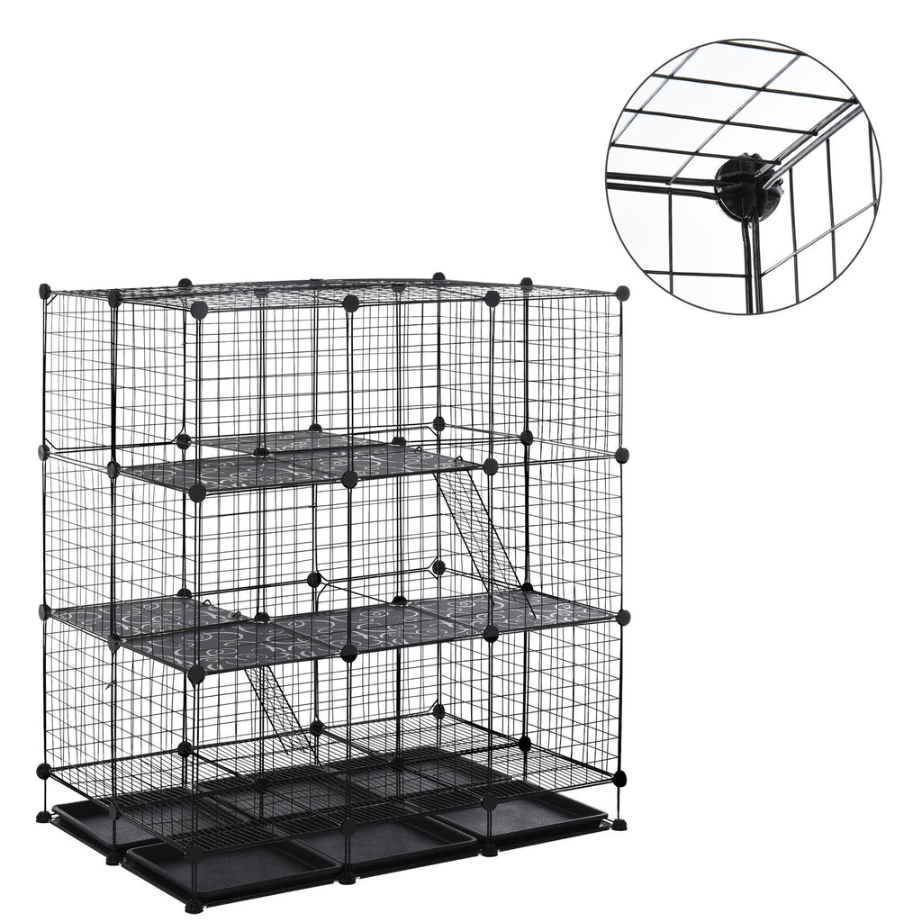 Black Steel Pet Playpen with Trays T22862