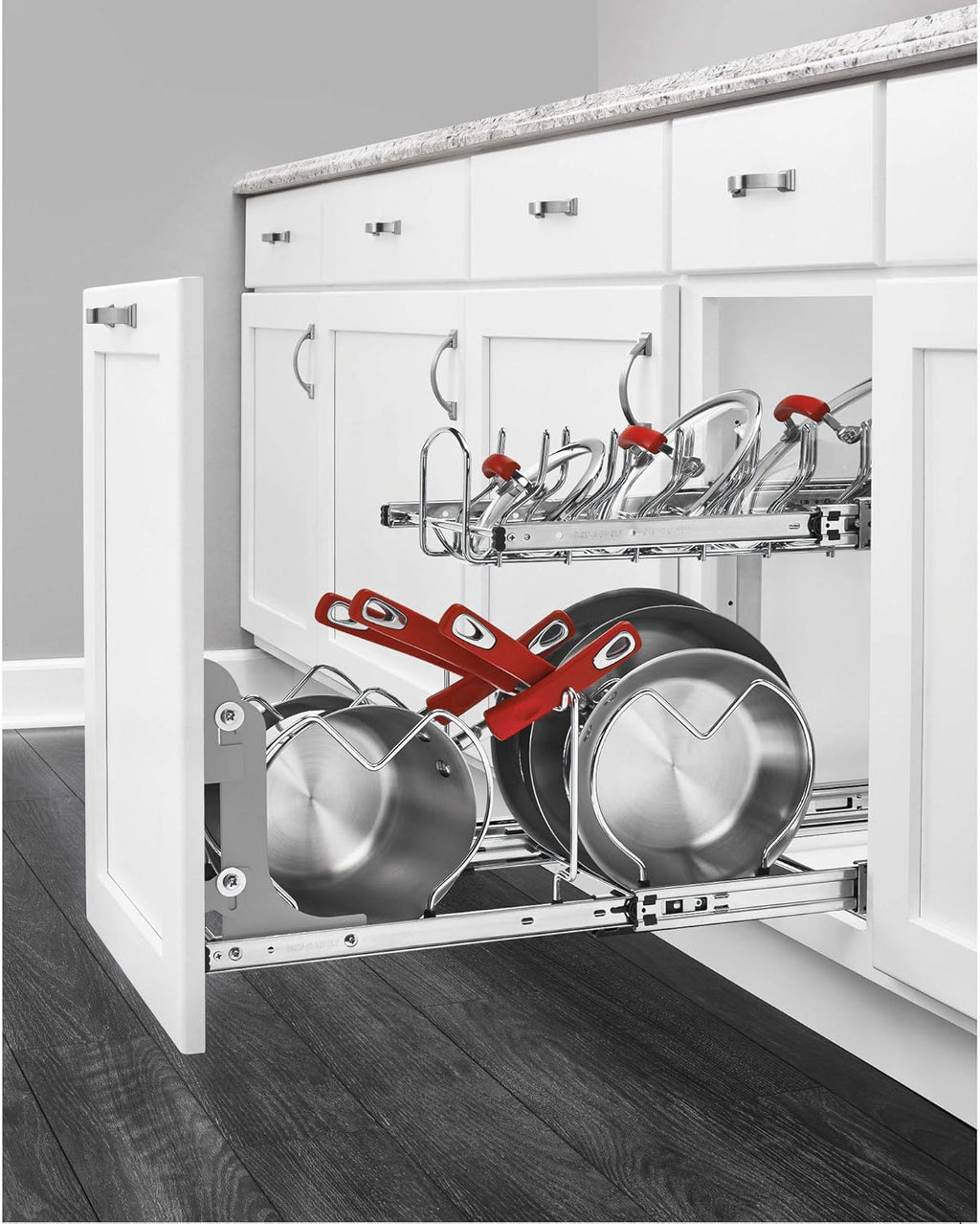 12-Inch 2-Tier Wire Pull Out Kitchen Cabinet Organizer, Chrome D118128