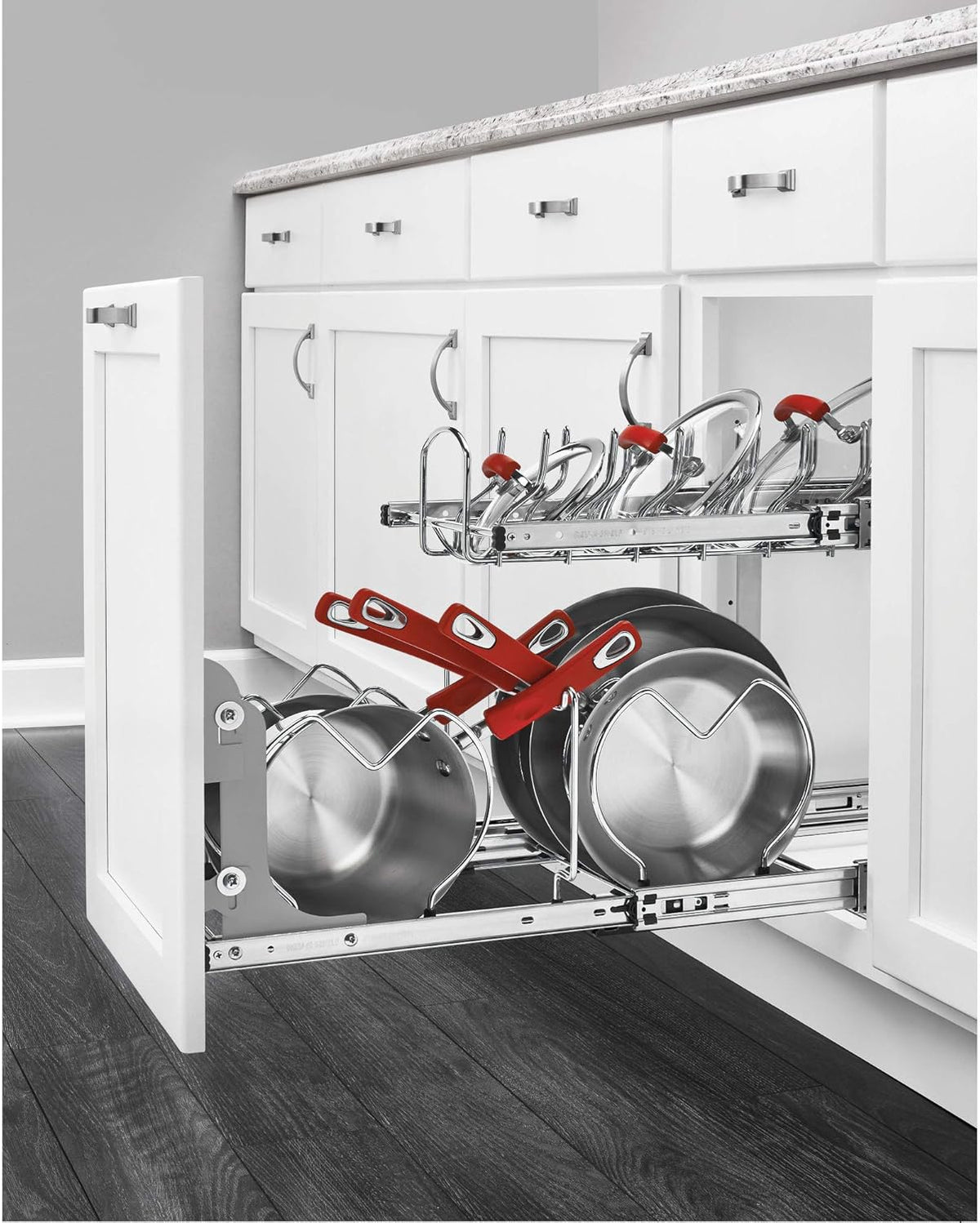 12-Inch 2-Tier Wire Pull Out Kitchen Cabinet Organizer, Chrome D118128