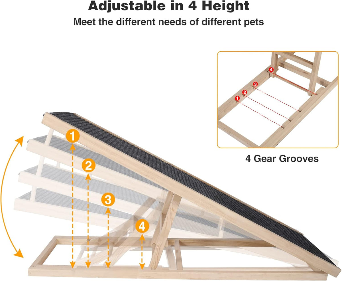 Wooden Pet Ramp with Non Slip Carpet Surface R84826