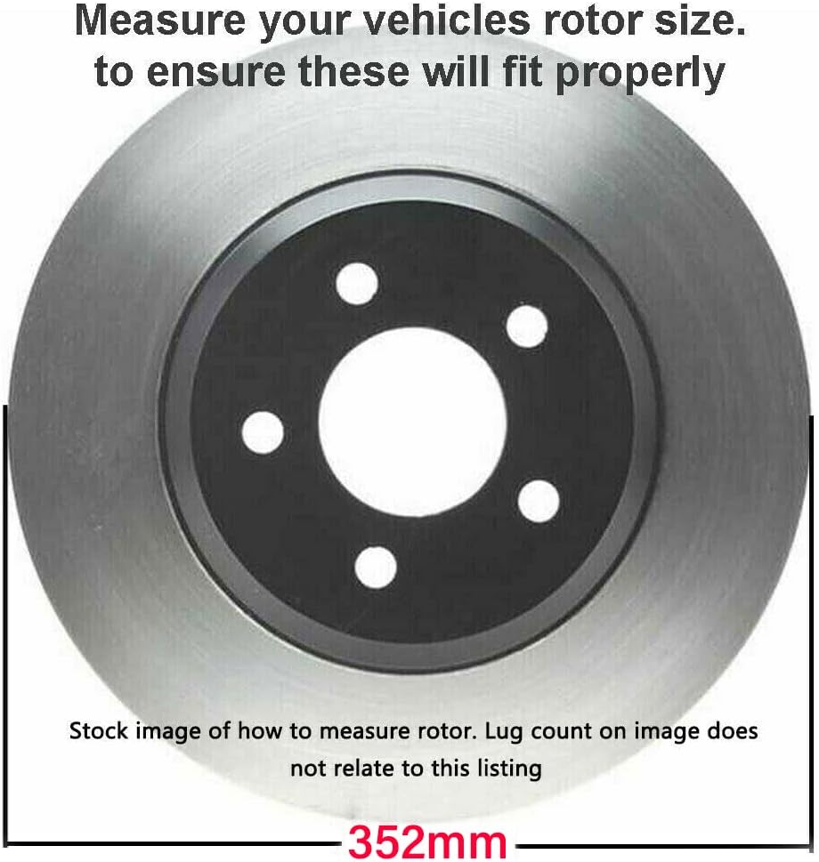 352mm 5-Lug Rear Disc Rotors Brake Pads 4pc Set W5644