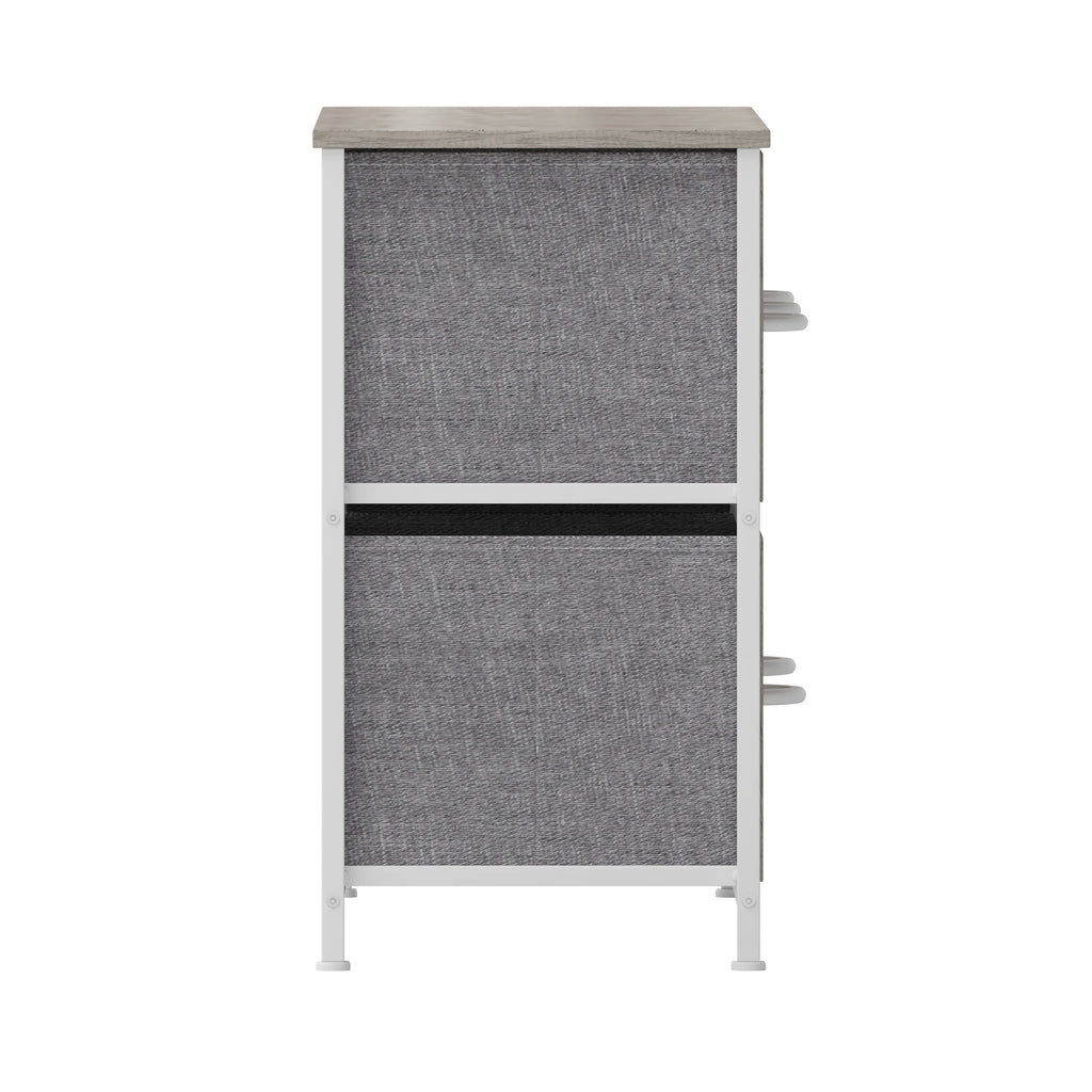 5 Drawer Storage Dresser with White Cast Iron Frame and Light Natural Wood Top D9239