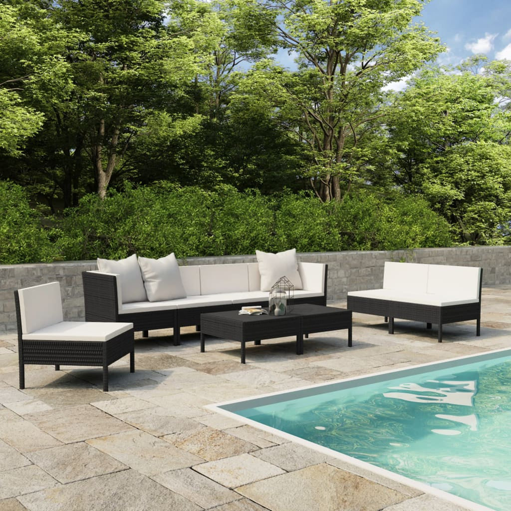 9 Piece Patio Lounge Set with Cushions Poly Rattan Outdoor Sectional Sofa Set U4818