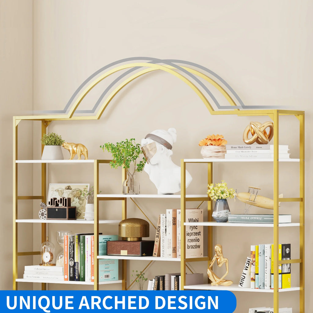 5-Tier Gold and White Bookshelf O72175