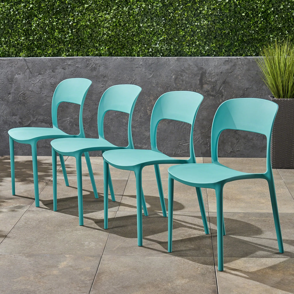 Plastic Stacking Dining Chairs Set of 4 O4777