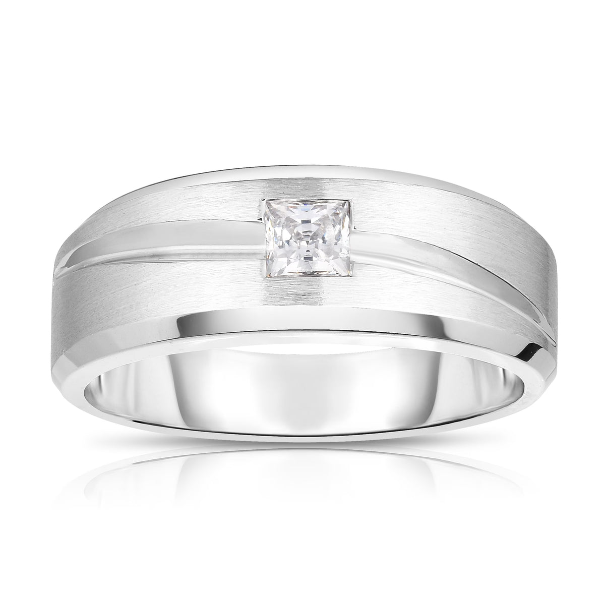 Solitaire Diamond Ring 1/3 ct Square-cut 10K White Gold E99394