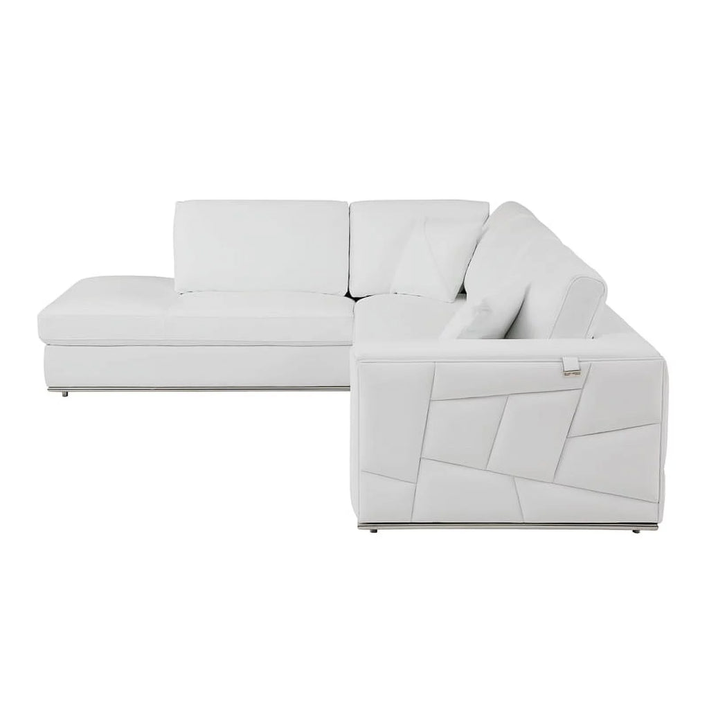 White Italian Top Grain Leather Sectional M3207