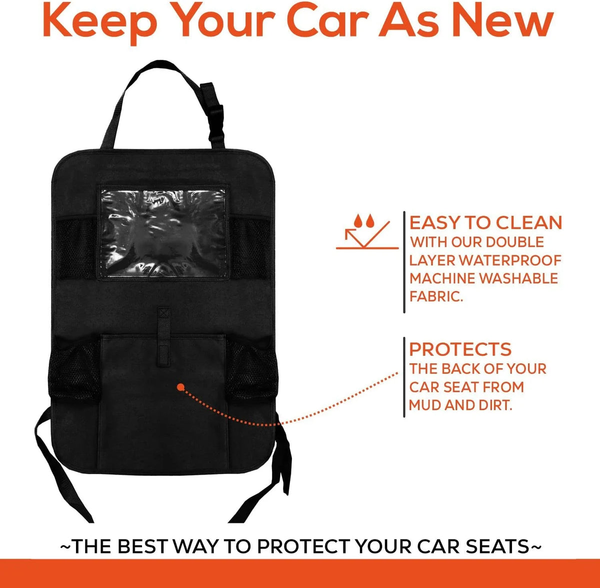Black 2 Pack X-Large Backseat Car Organizer with 5 Pockets B558