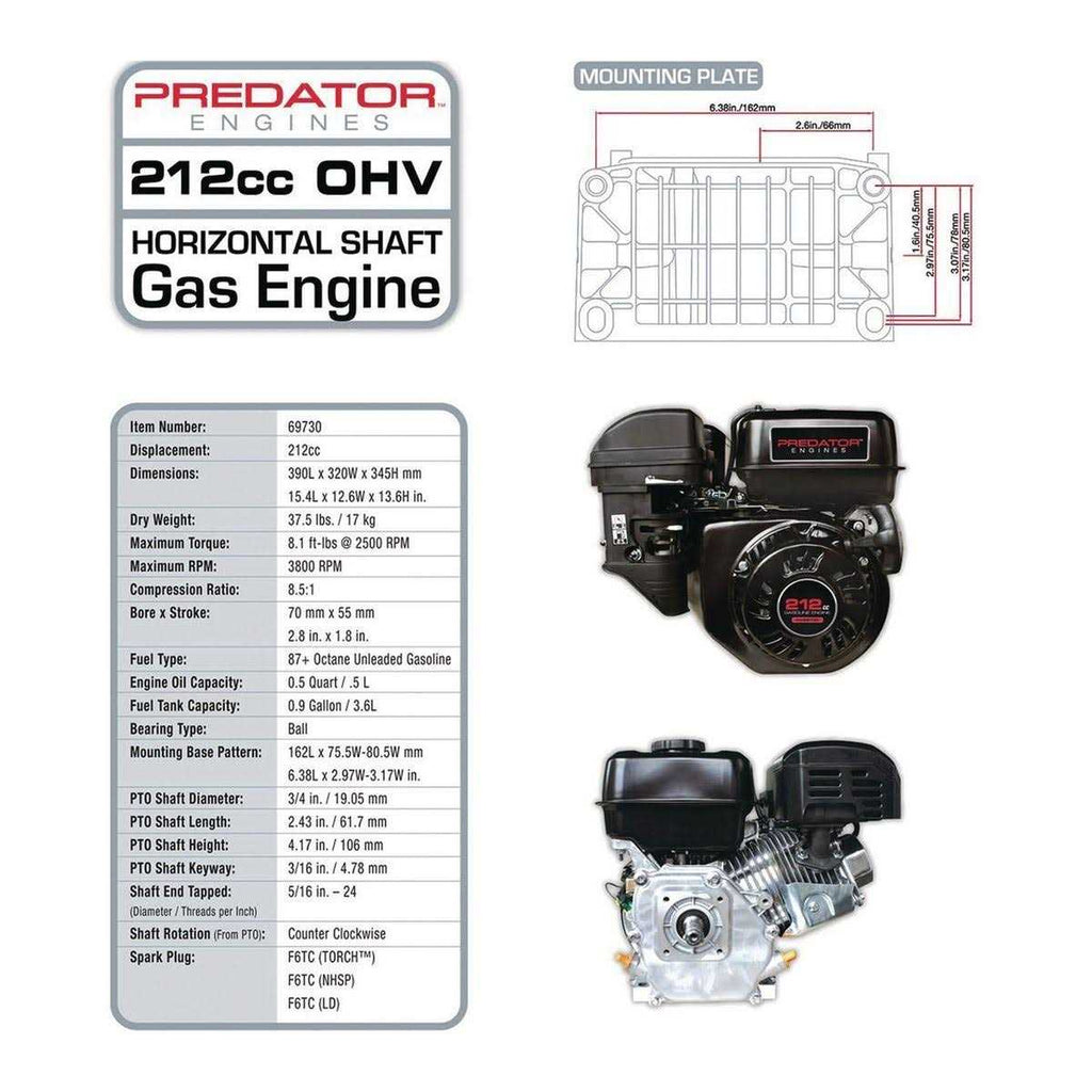 6.5 HP OHV Horizontal Shaft Gas Engine P887761