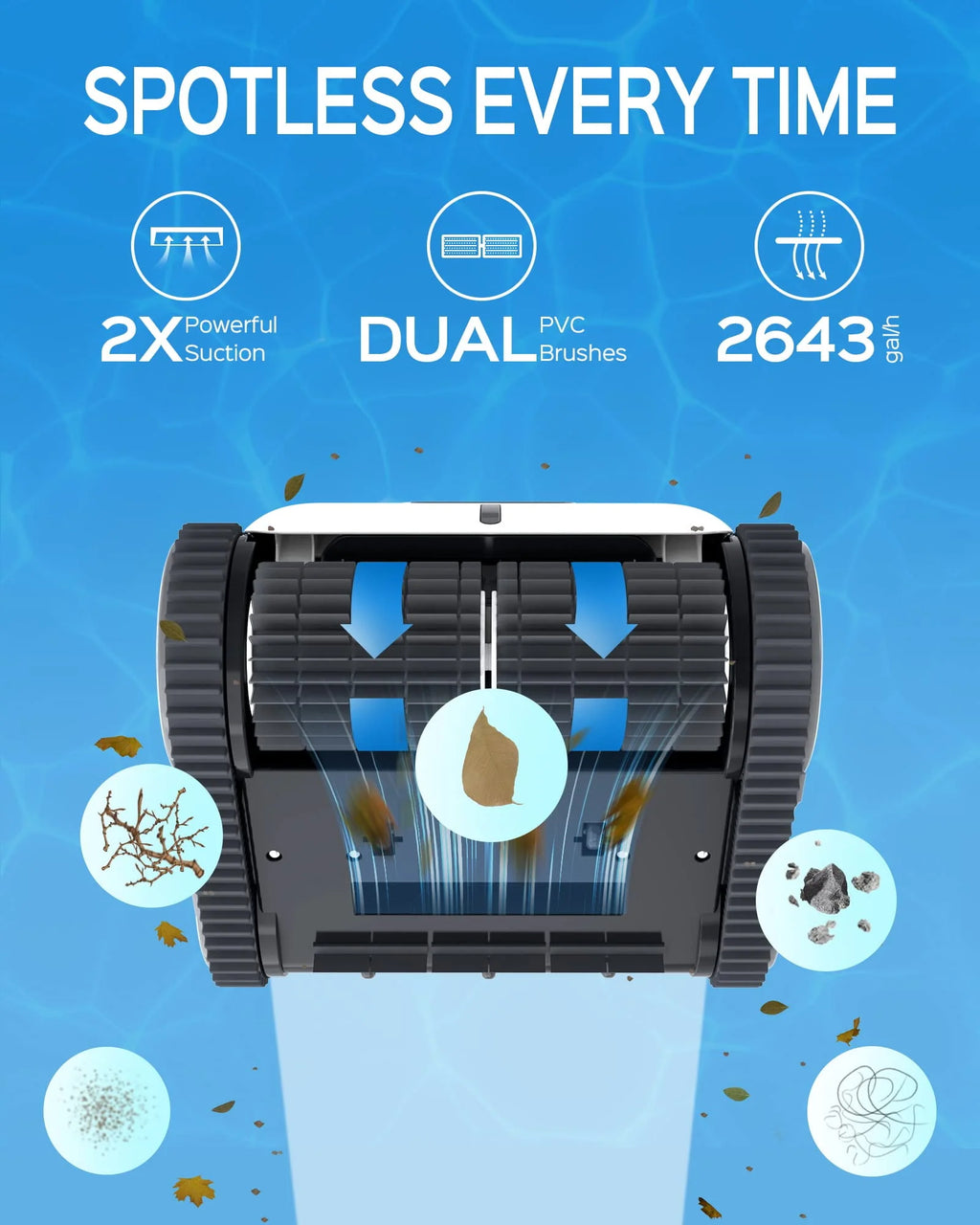 Cordless Robotic Pool Cleaner with Wall Climbing X643376