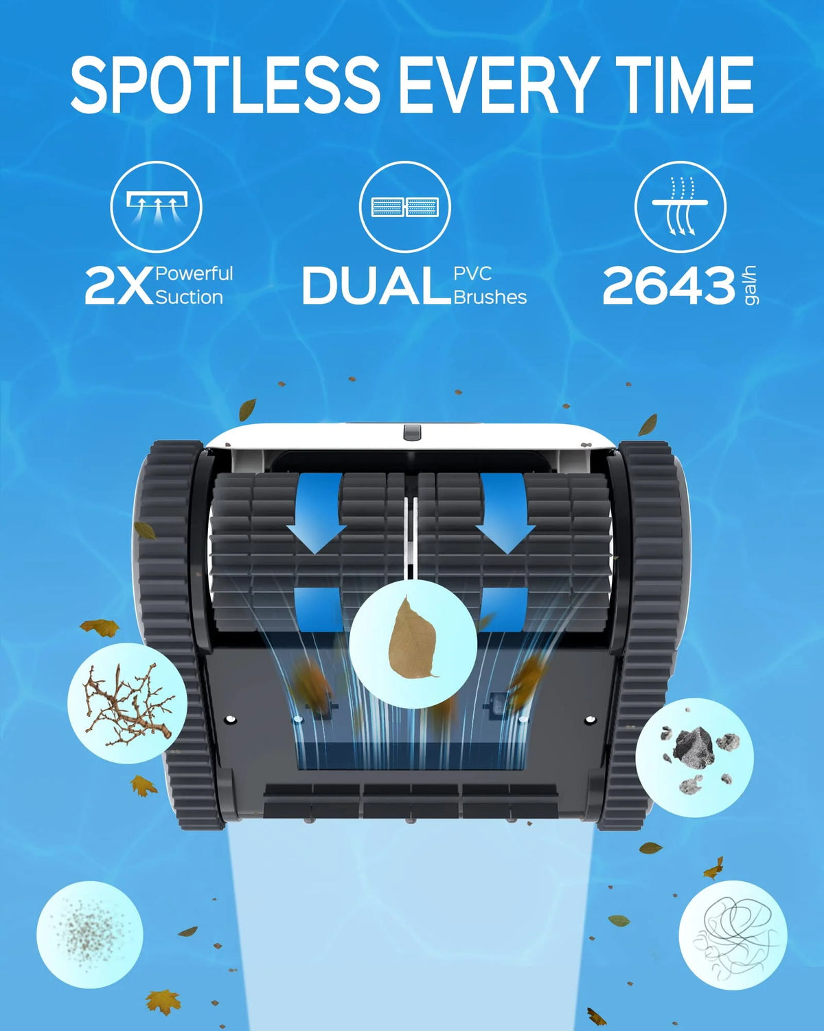 Cordless Robotic Pool Cleaner with Wall Climbing X643376