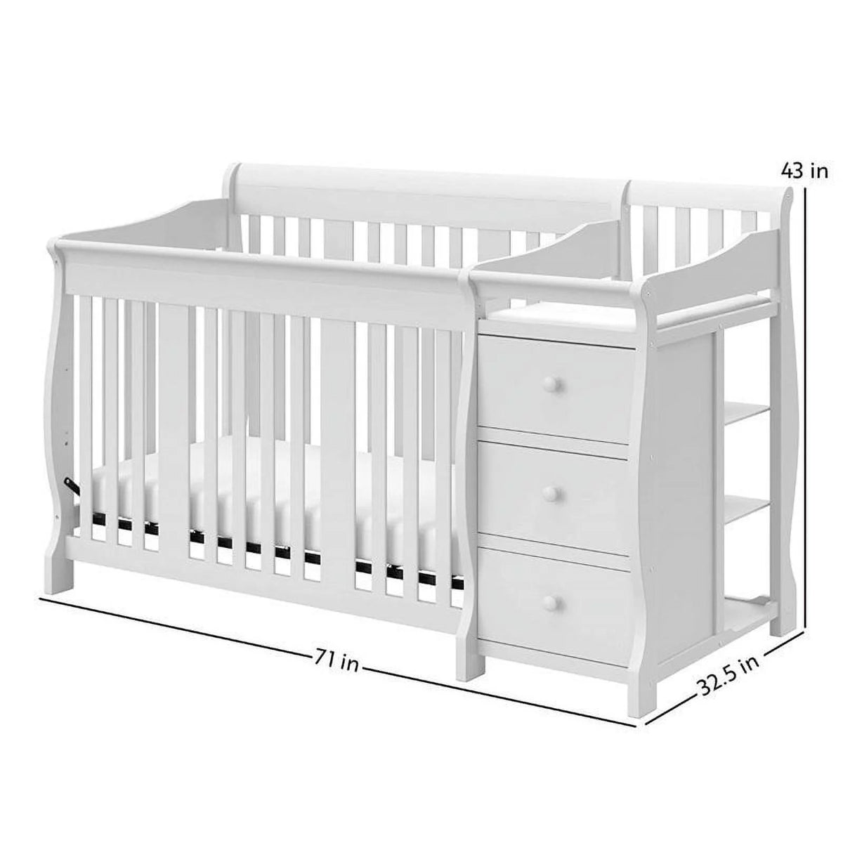 4-in-1 Convertible Crib and Changing Table Set in White P41609