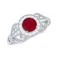Ruby and Diamond Engagement Ring, 925 Sterling Silver I16237