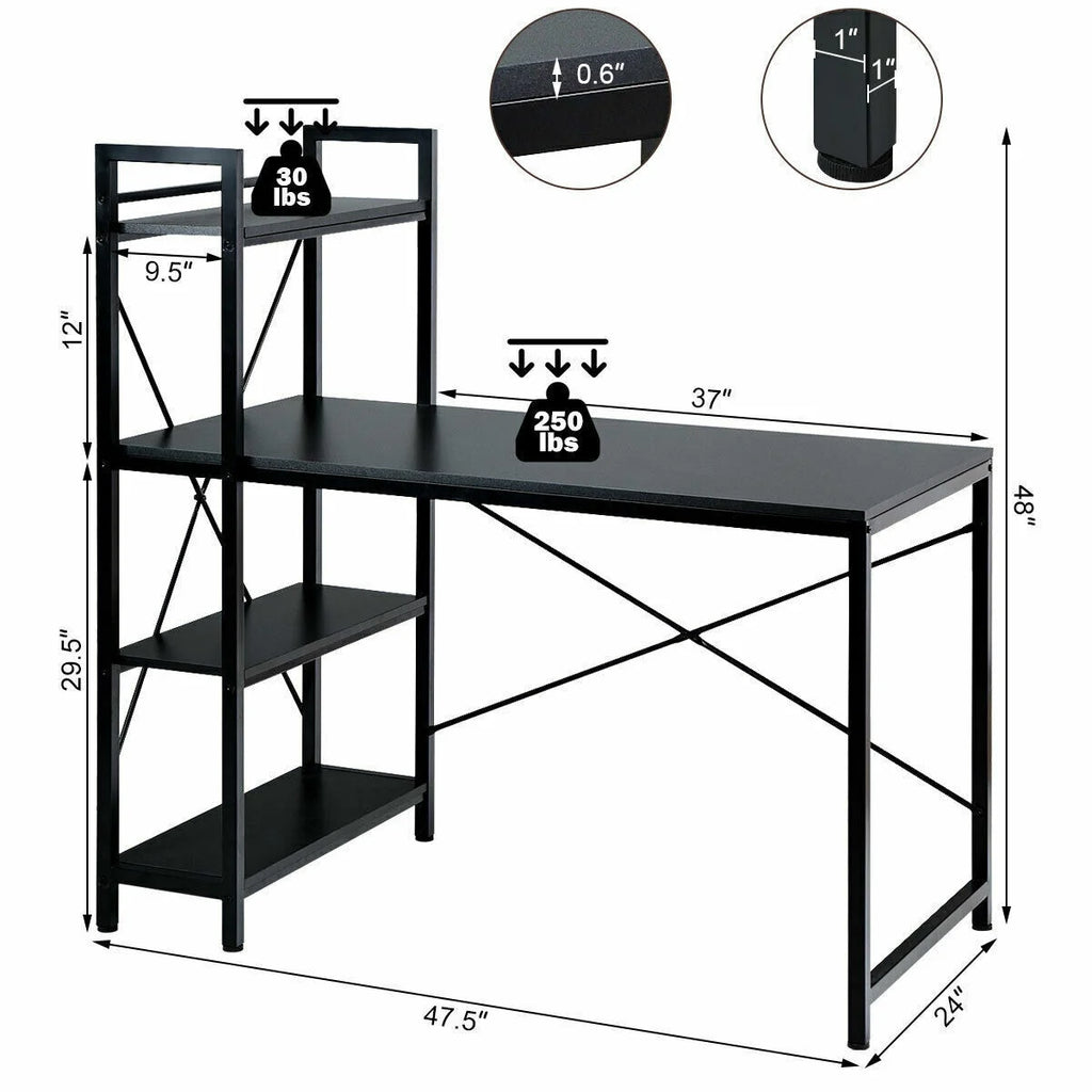 47.5" Computer Desk with 4 Tier Shelves B833