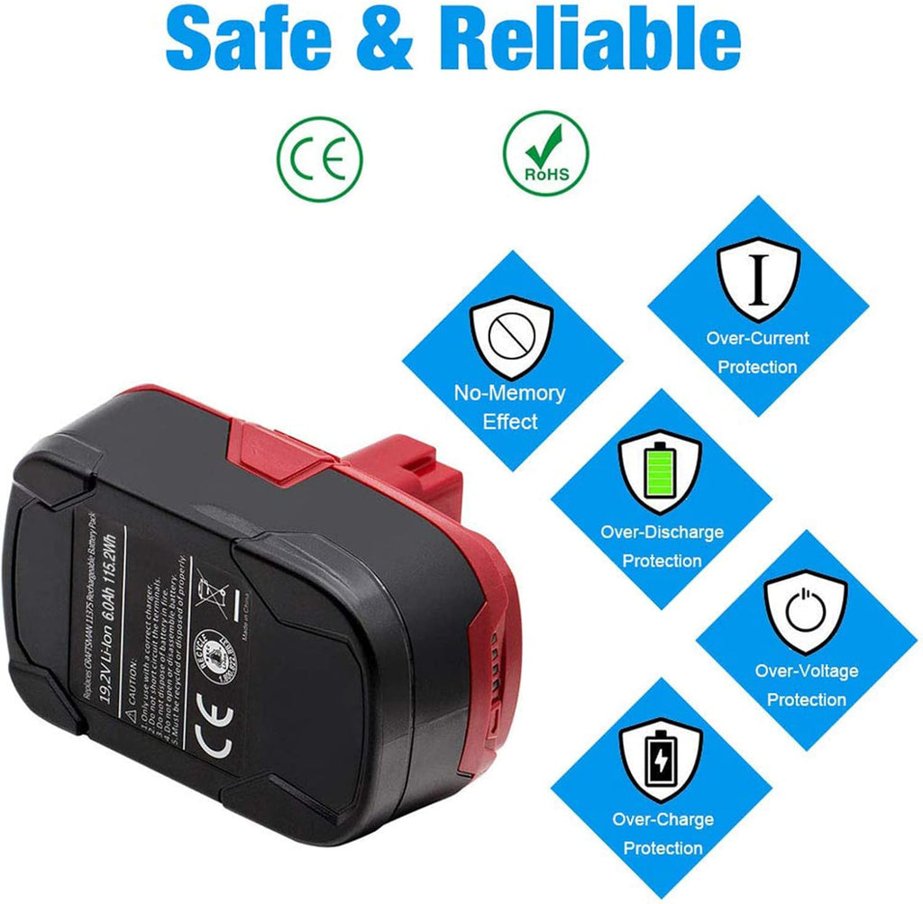 4-Pack 6.0Ah Lithium ion Battery for Craftsman 19.2Volt W794824