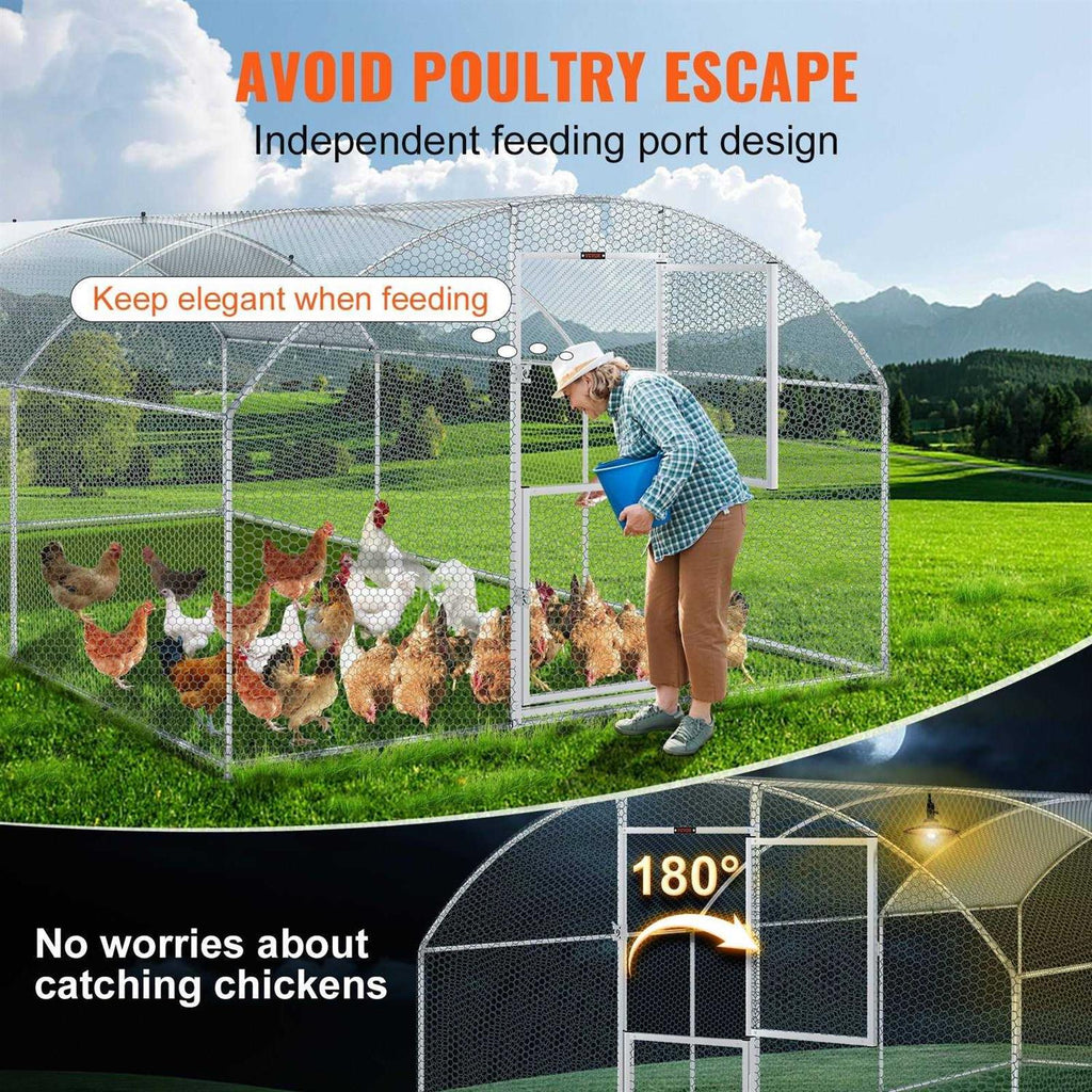 Large Metal Chicken Coop with Run and Waterproof Cover Q791