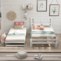 Platform Bed with Adjustable Trundle, Solid Wood, Headboard C5747