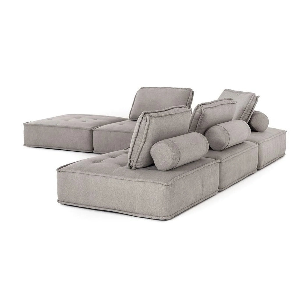 5-Piece Modern Fabric Modular Sectional Sofa in Gray P21635
