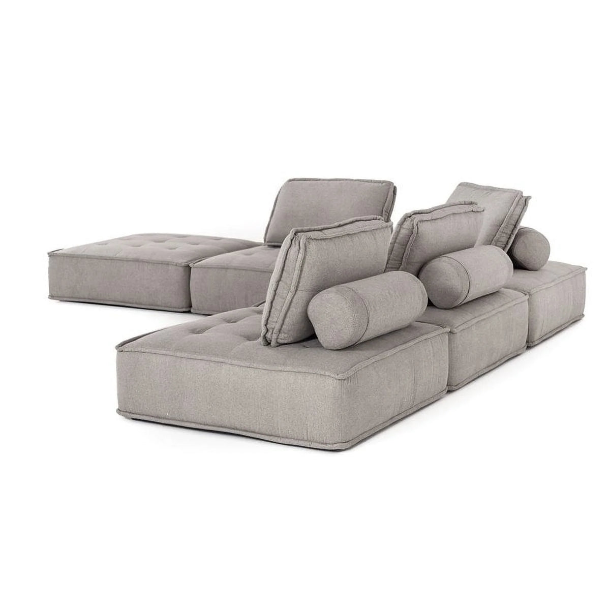 5-Piece Modern Fabric Modular Sectional Sofa in Gray P21635