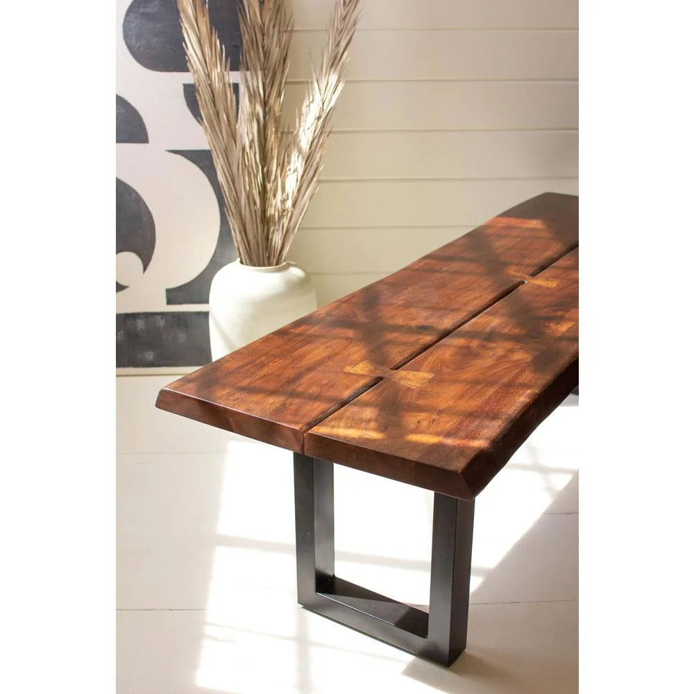 Live Edge Wood And Iron Bench E23976