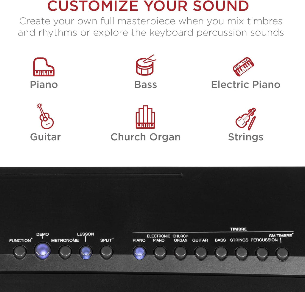 88-Key Full Size Digital Piano Keyboard Set with Semi-Weighted Keys, Stand, Sustain Pedal, Built-In Speakers, Power Supply C380