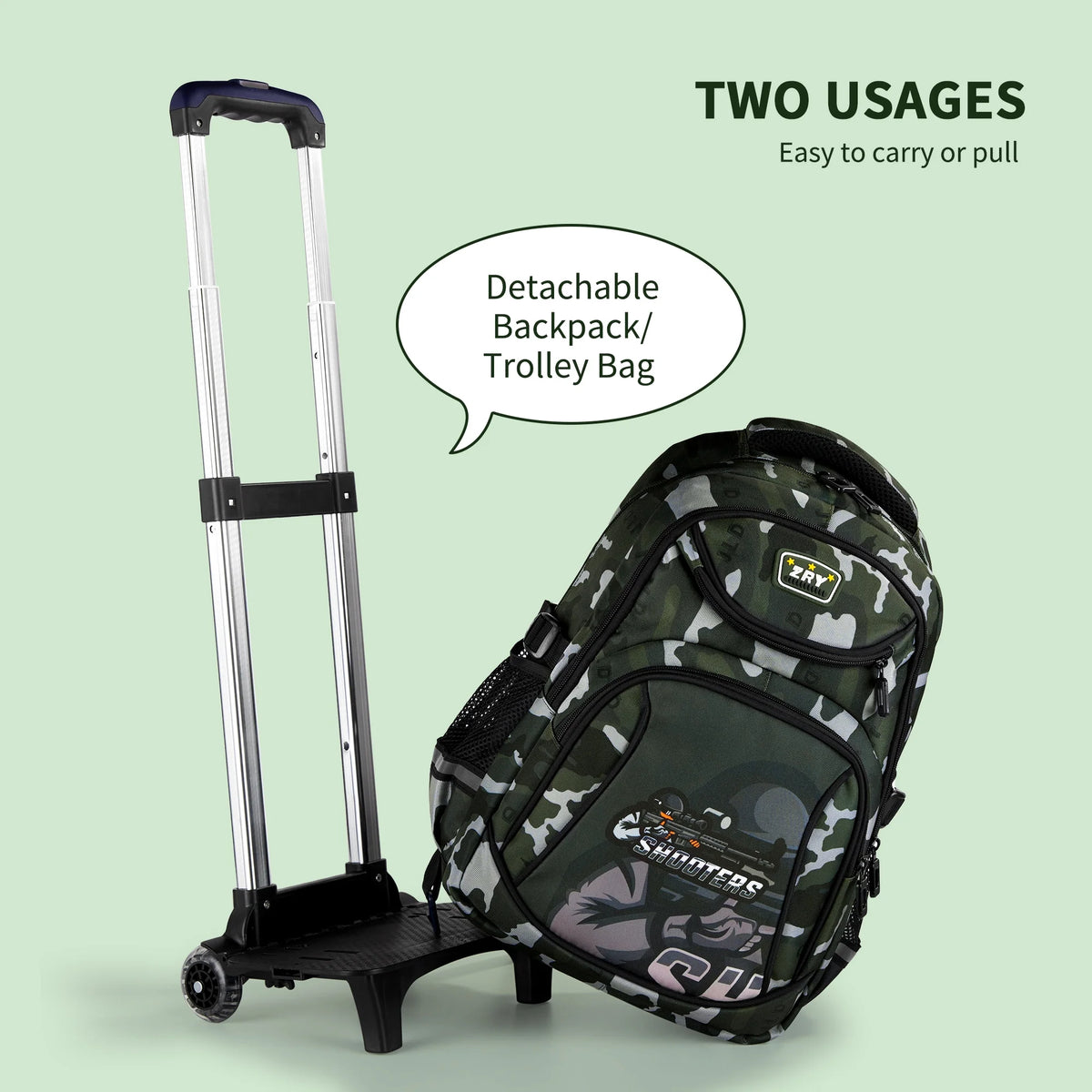 Wheeled Backpack Rolling Daypack Trolley School Bag M432