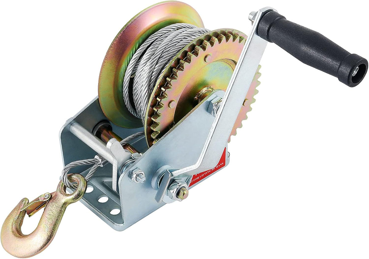Heavy Duty Hand Winch with 49ft Steel Cable 1600lbs Capacity Pack of 2 K441