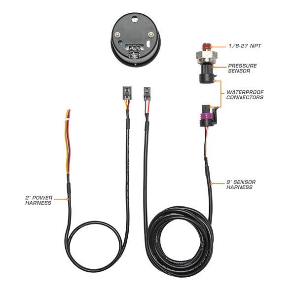 Black 7 Color 100 PSI Fuel Pressure Gauge Kit C708