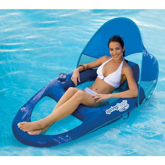 Blue 6 Pack Pool Lounge Chair with Sun Canopy A49846