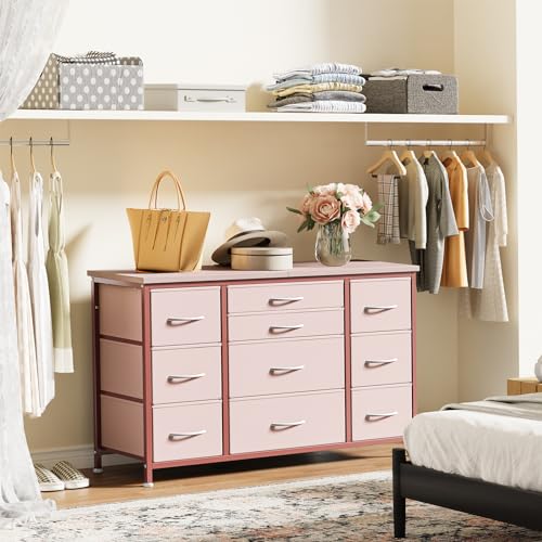 Black 10 Drawer Dresser with Power Outlet V513