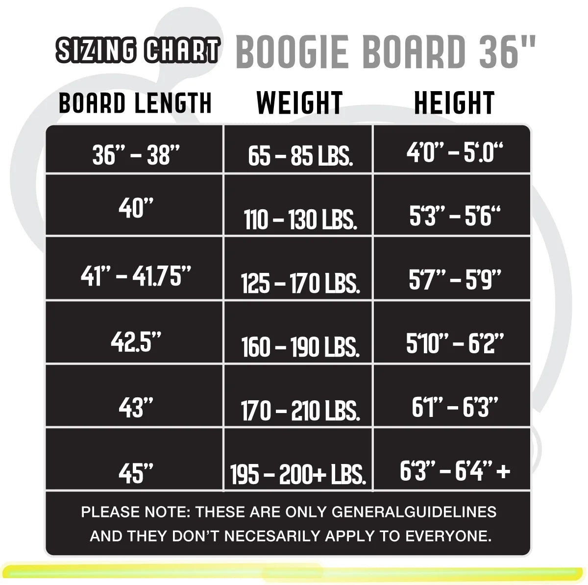 Boogieboard 36" with Wrist Leash Body Board Z138