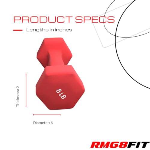Neoprene Coated Dumbbell Hand Weight Pairs, 2LB, 4LB, 6LB, 8LB Y216573