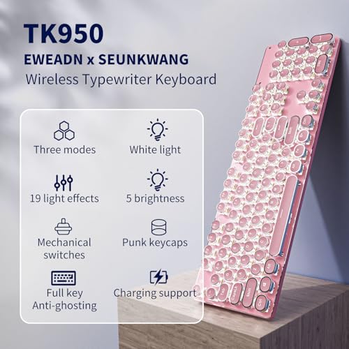 Pink Wireless Mechanical Keyboard with White Backlit Q45573