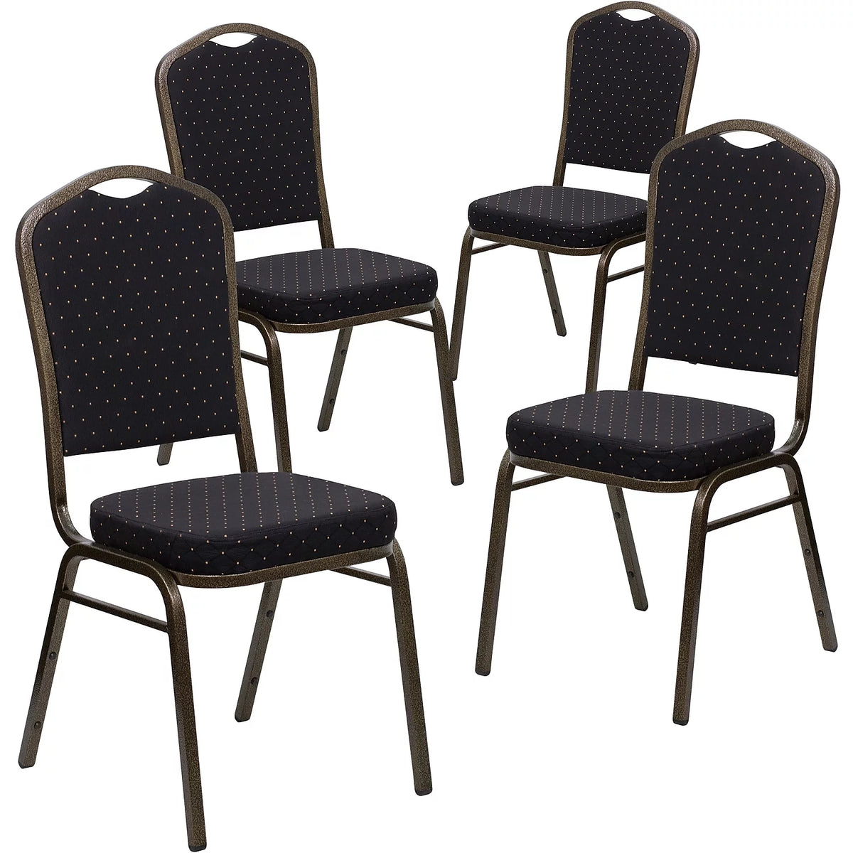 4 Pack Gold Diamond Patterned Fabric Stacking Banquet Chair C398
