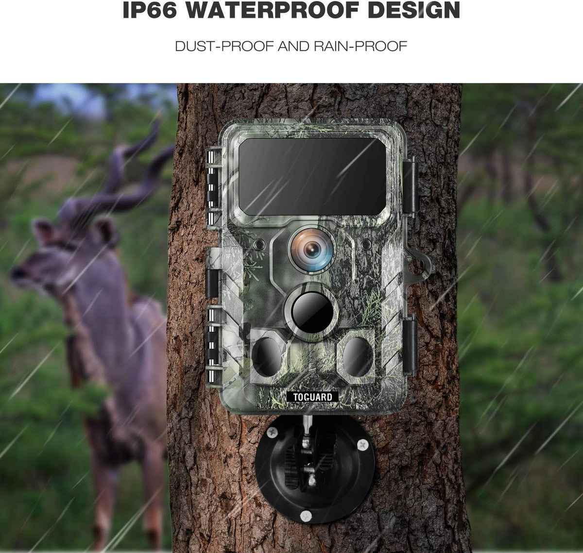 4K 30MP Trail Camera with Night Vision 120° Wide Angle IP66 Waterproof V5096