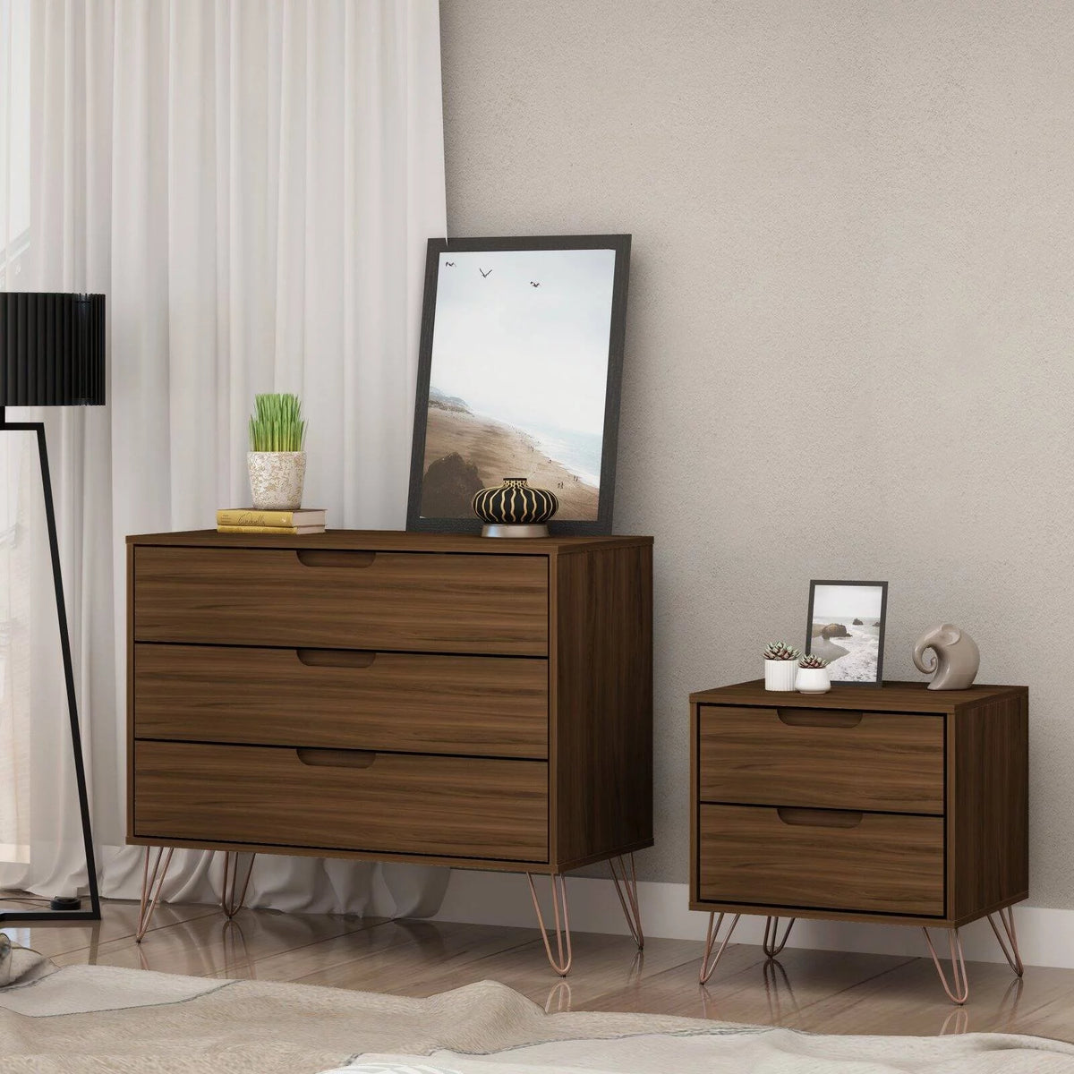Set of 2 Dresser and Nightstand with Drawers A8453