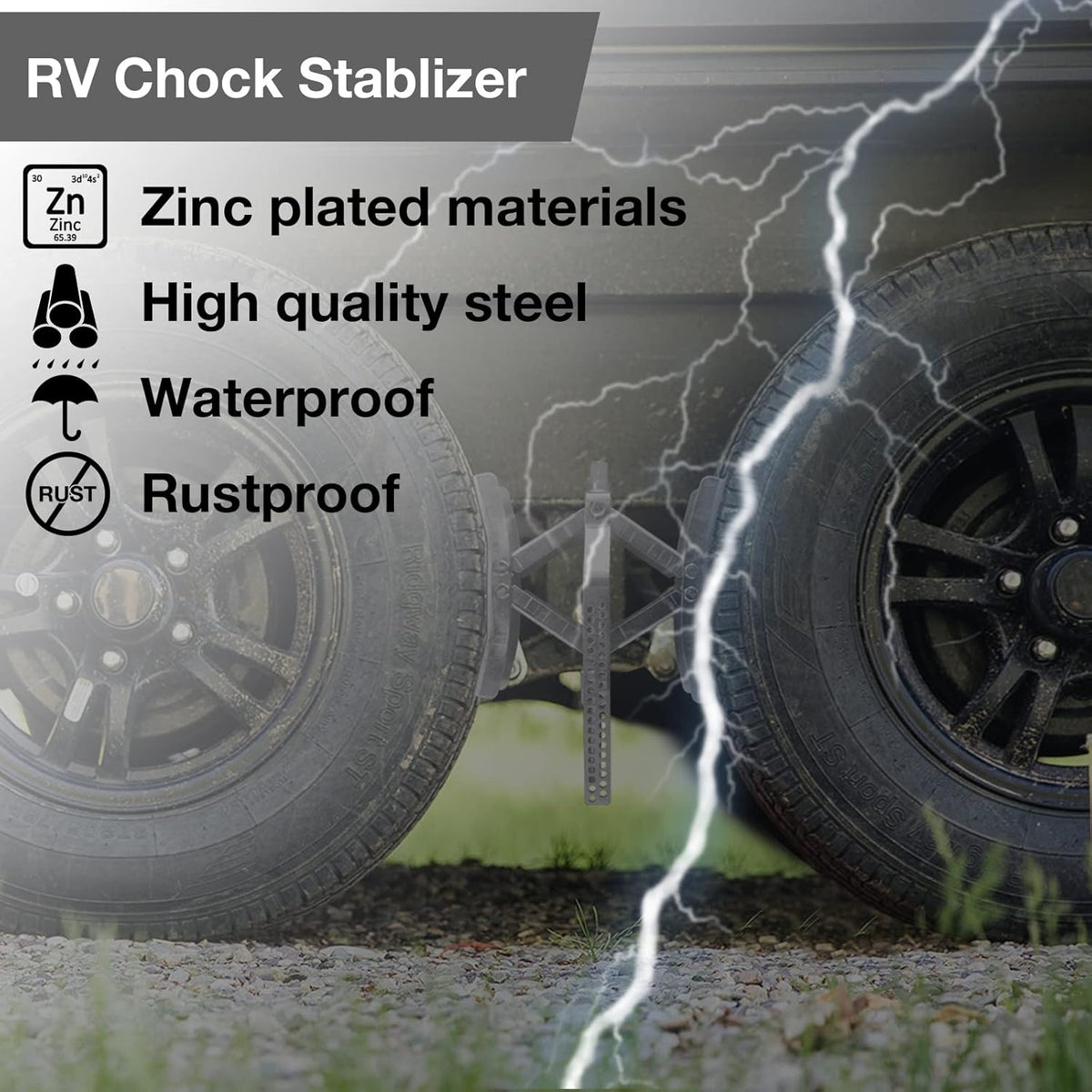 Camper Wheel Chock Stabilizer 2 Sets, RV Tire Scissor Locking X Chock, Pack of 2 I197