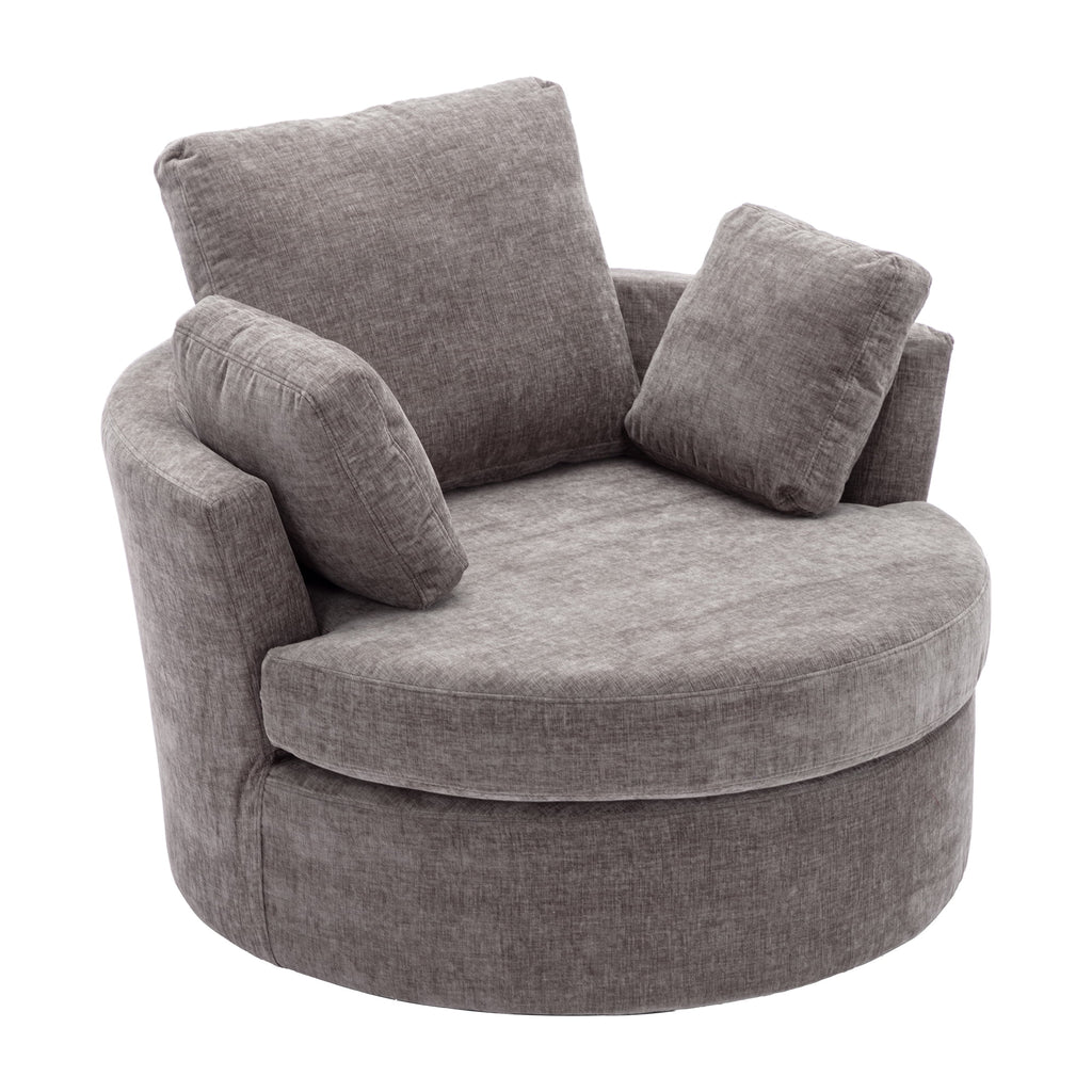 Oversized Round Swivel Accent Chair with 3 Pillows A774