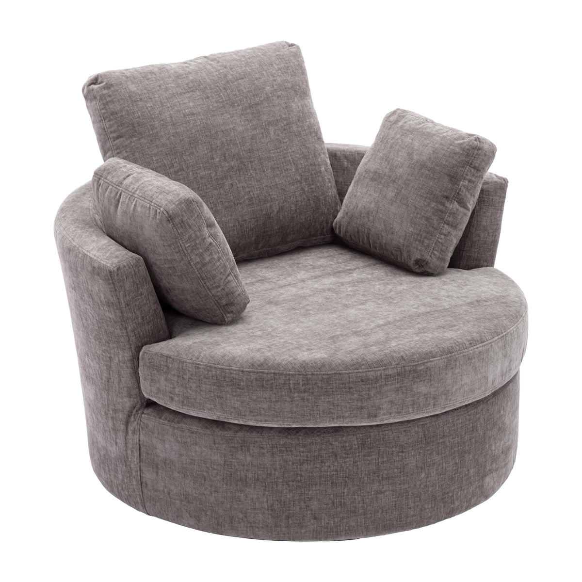 Oversized Round Swivel Accent Chair with 3 Pillows A774