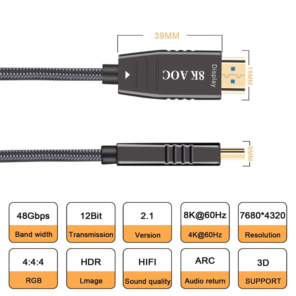 8K Optic Fiber HDMI 2.1 Cable 100FT P2706