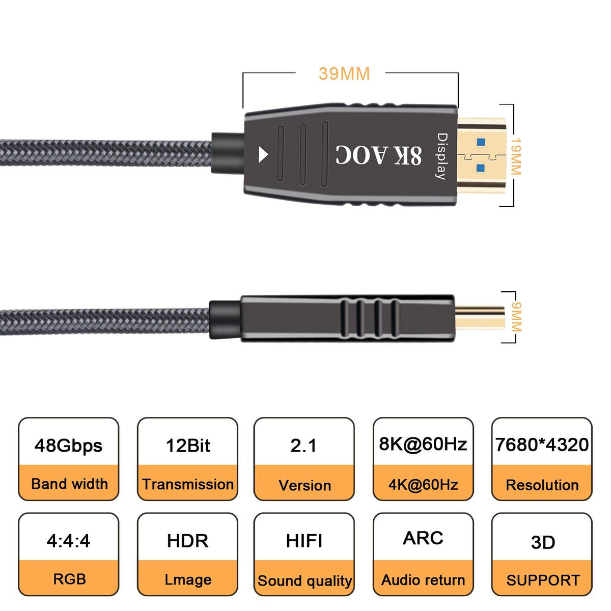 8K Optic Fiber HDMI 2.1 Cable 100FT P2706
