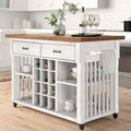 Antique White Kitchen Cart with Wood Base Q867274