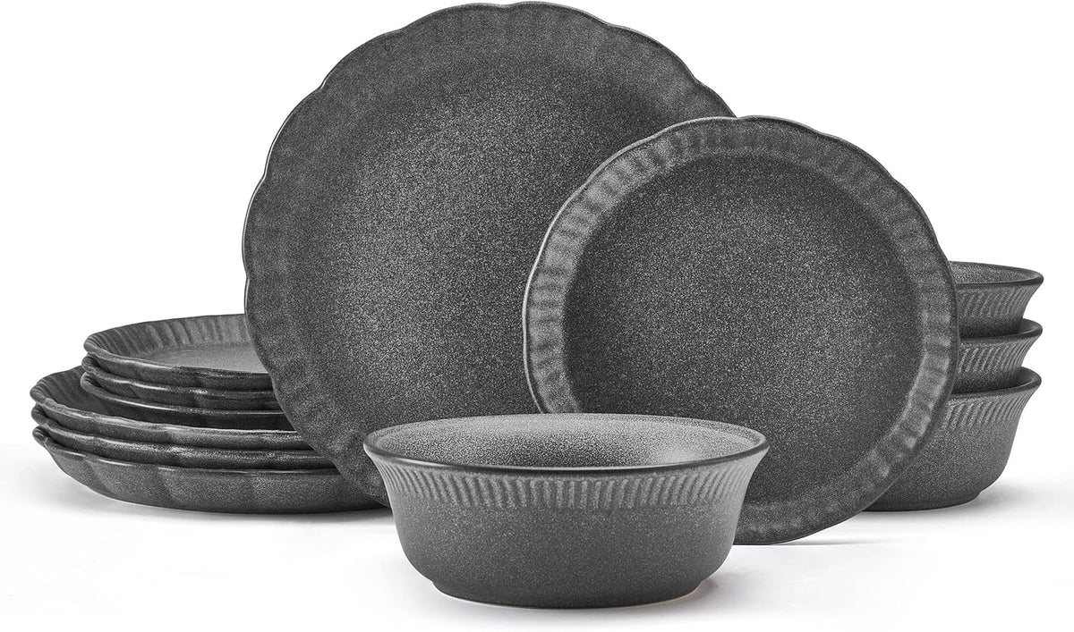 12 Piece Gray Dinnerware Set H3828