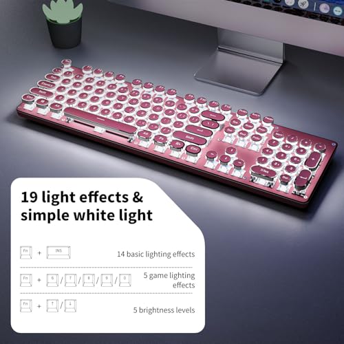 Pink Wireless Mechanical Keyboard with White Backlit Q45573