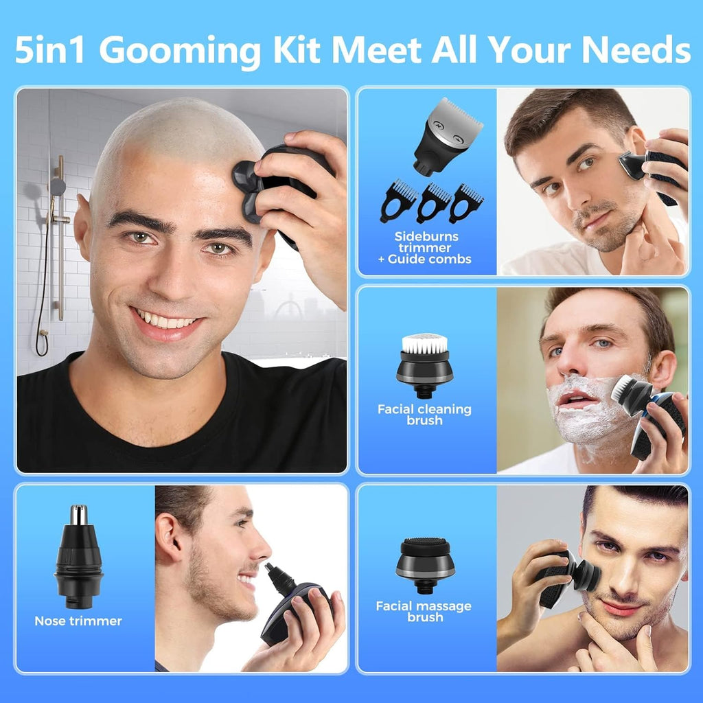 5 in 1 Cordless Waterproof Electric Rotary Head Shaver D766