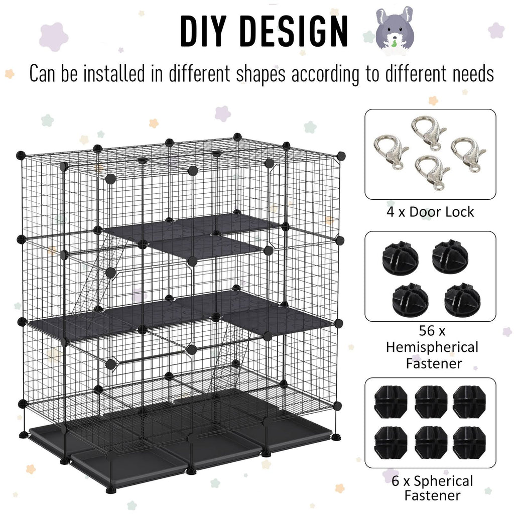 Black Steel Pet Playpen with Trays T22862