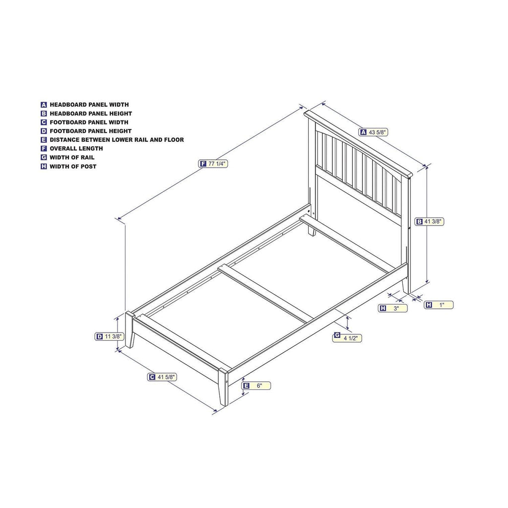 White Twin Mission Bed H876